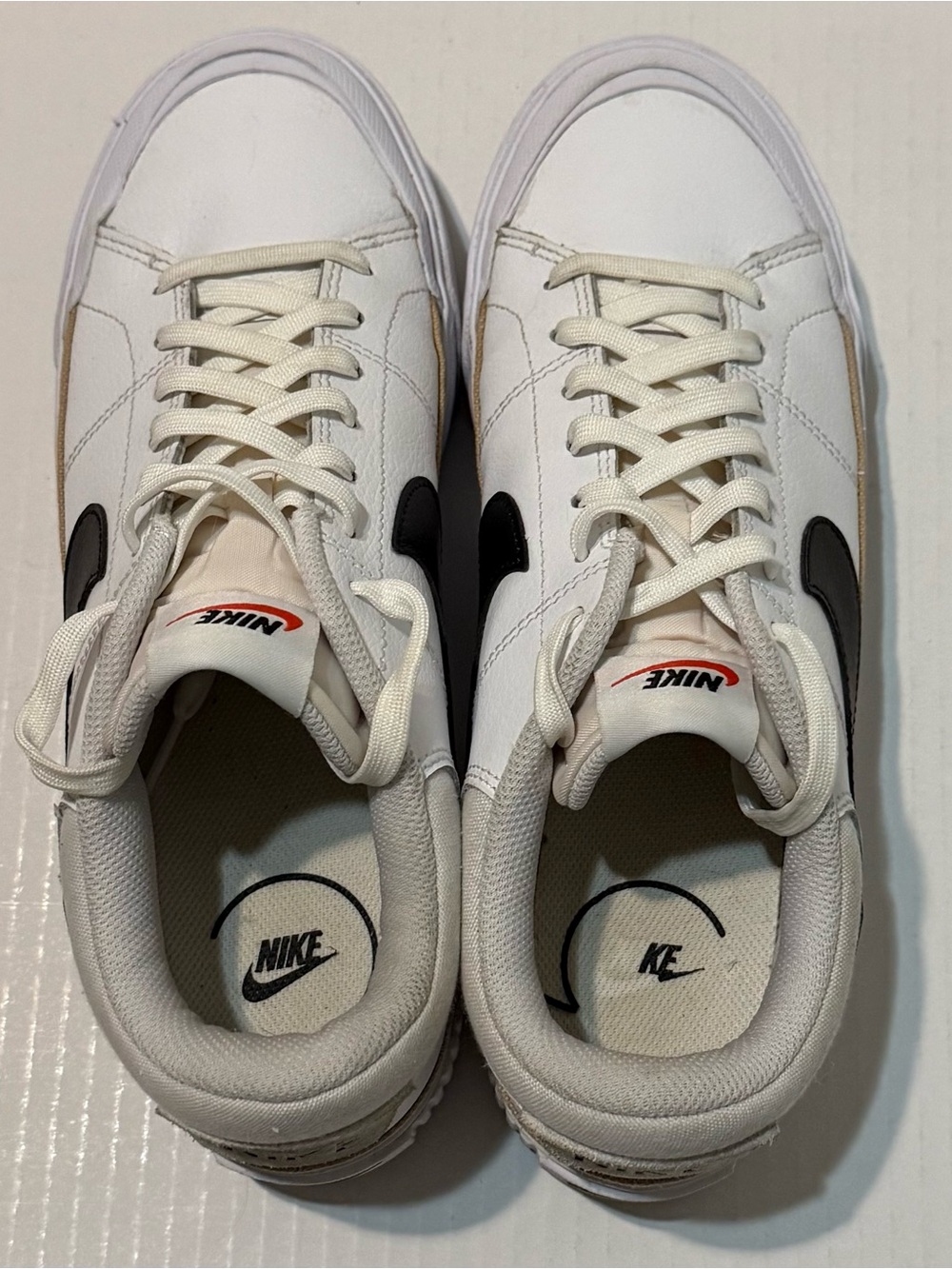 Nike Women's Platform Sneakers in White, Beige and Black - Picture 2 of 5